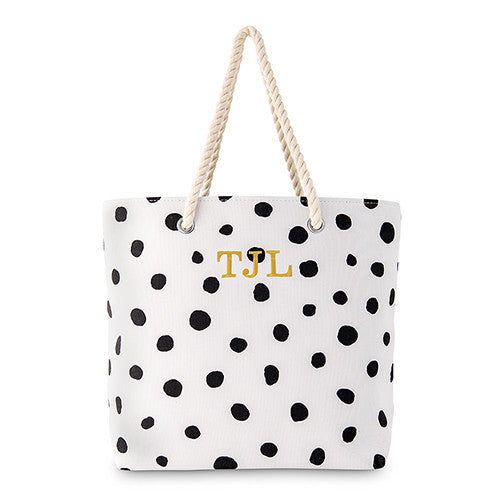 Black and white Mini Museum tote bag with polka dots